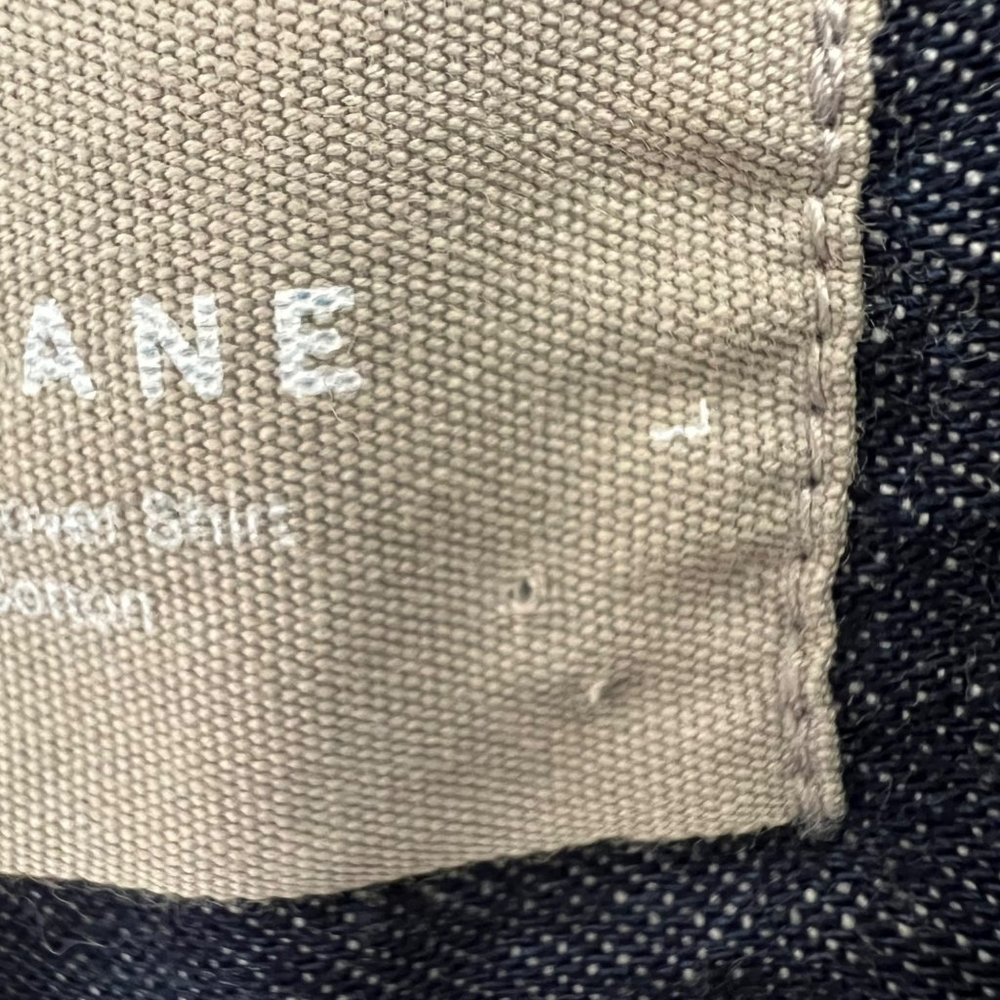 Everlane Large Organic Cotton Denim Popover 2 Button Roll Tab Sleeve Top Blue Co - Picture 3 of 7